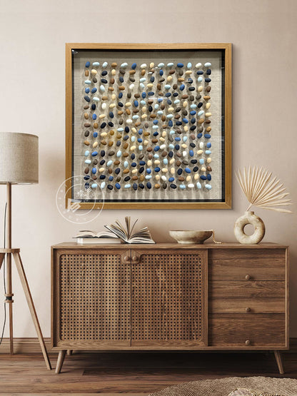 Blue Gradient Hand-Painted Cocoon Matrix 3D Wall Relief