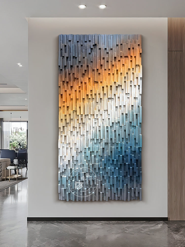 Abstract Gradient Wood Slat Sculpture Wall Decor