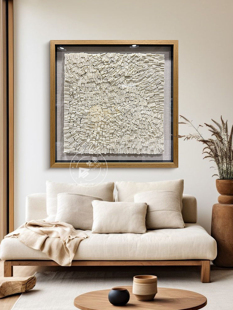 Abstract Cream Felt Textile Wall Sculpture