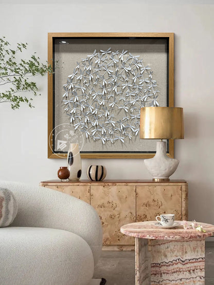 Matte White Dragonfly Aluminum Matrix Wall Statement Piece