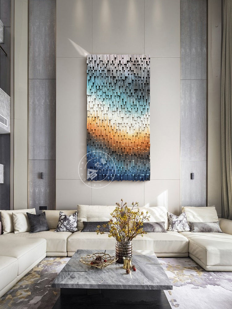 Abstract Gradient Wood Slat Sculpture Wall Decor