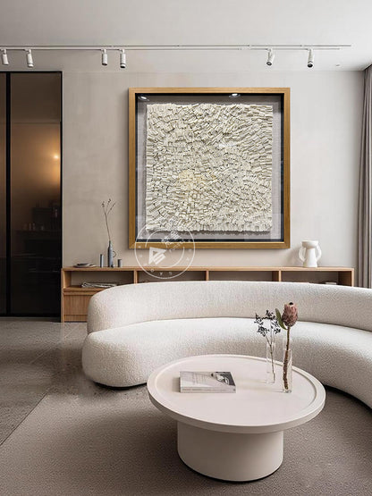 Abstract Cream Felt Textile Wall Sculpture