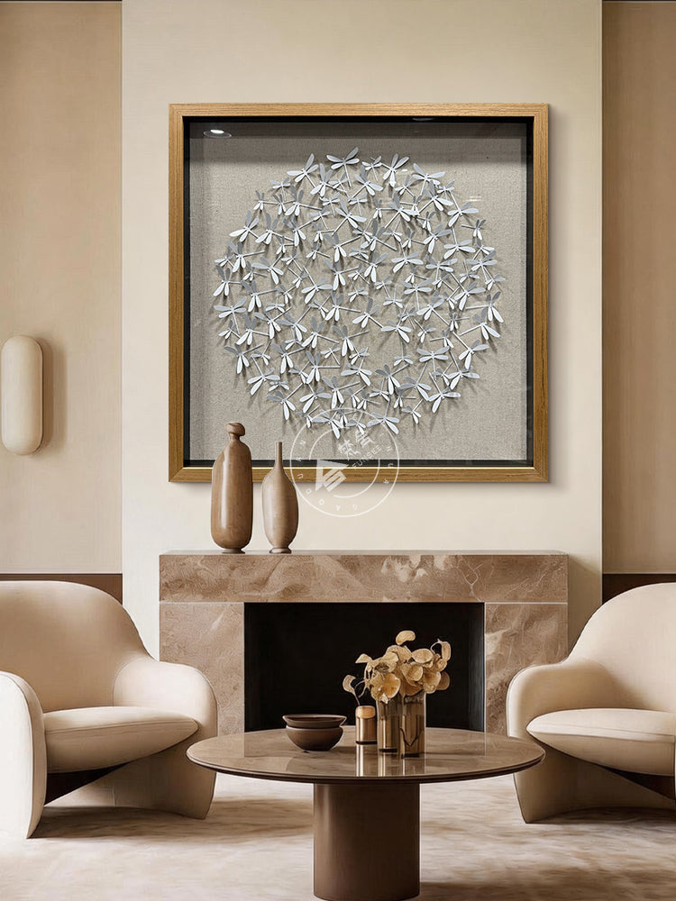 Matte White Dragonfly Aluminum Matrix Wall Statement Piece