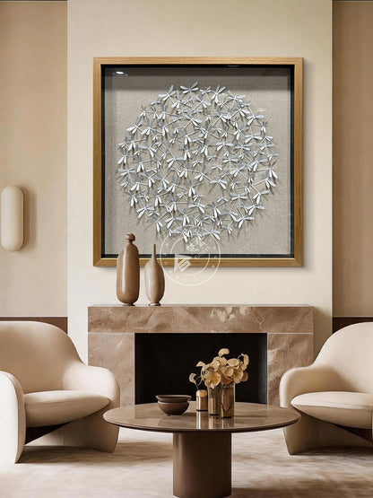 Matte White Dragonfly Aluminum Matrix Wall Statement Piece