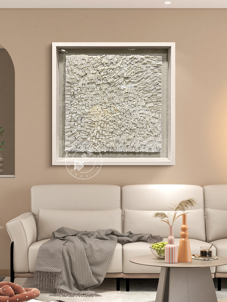 Abstract Cream Felt Textile Wall Sculpture