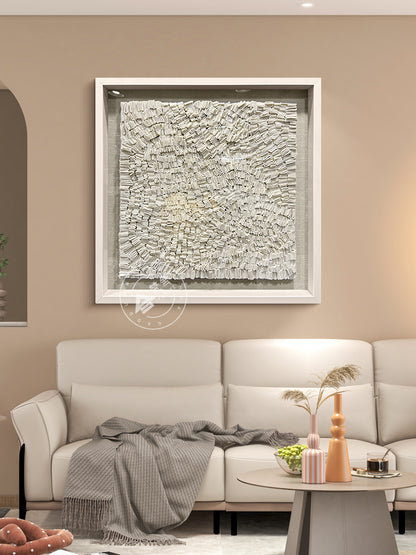 Abstract Cream Felt Textile Wall Sculpture