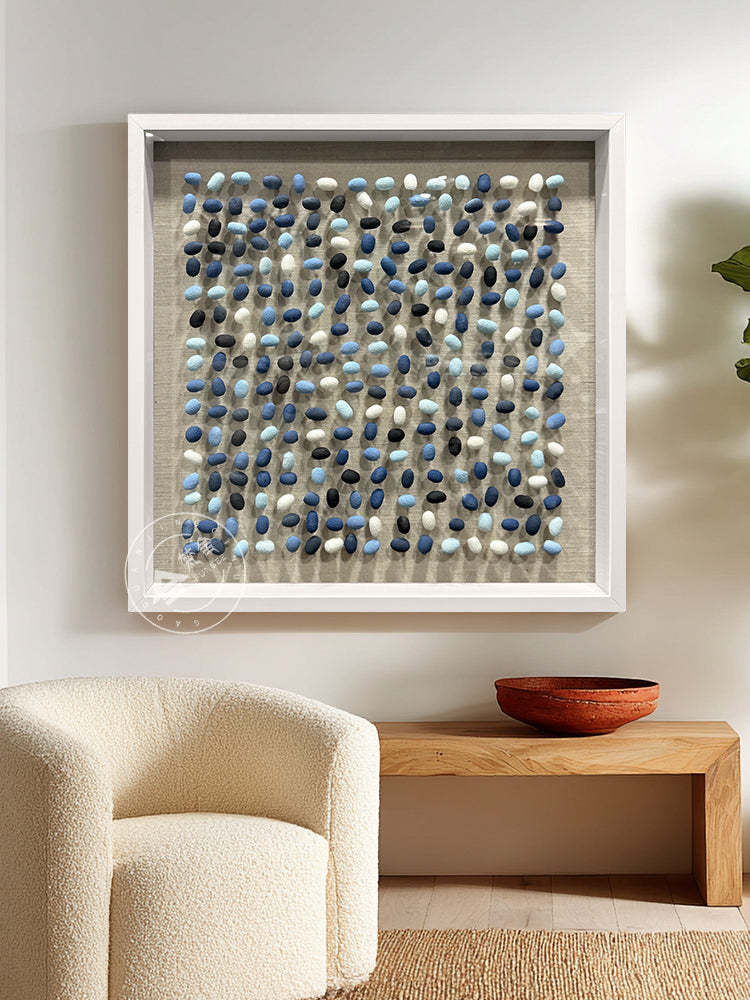 Blue Gradient Hand-Painted Cocoon Matrix 3D Wall Relief
