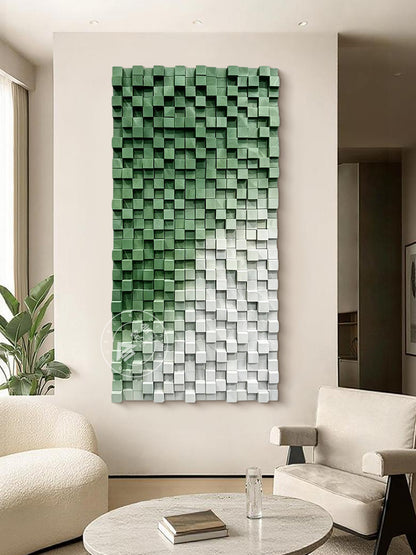 Abstract Gradient Cubic Wood Sculpture Wall Decor