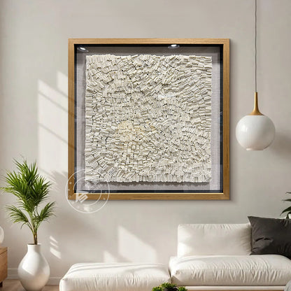 Abstract Cream Felt Textile Wall Sculpture