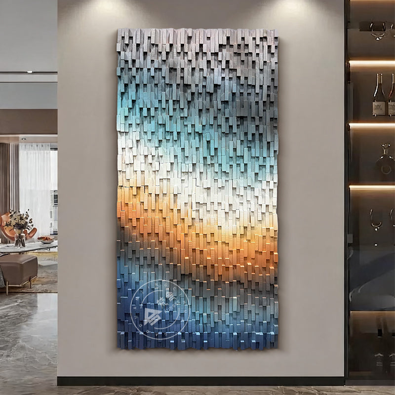 Abstract Gradient Wood Slat Sculpture Wall Decor