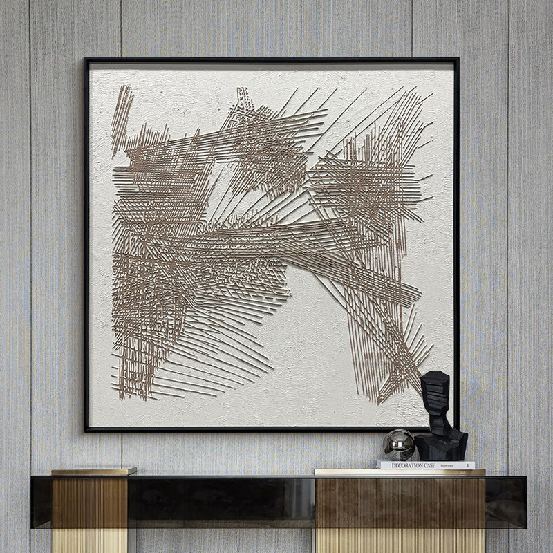 Abstract Geometric Linear Textured Canvas Wall Art