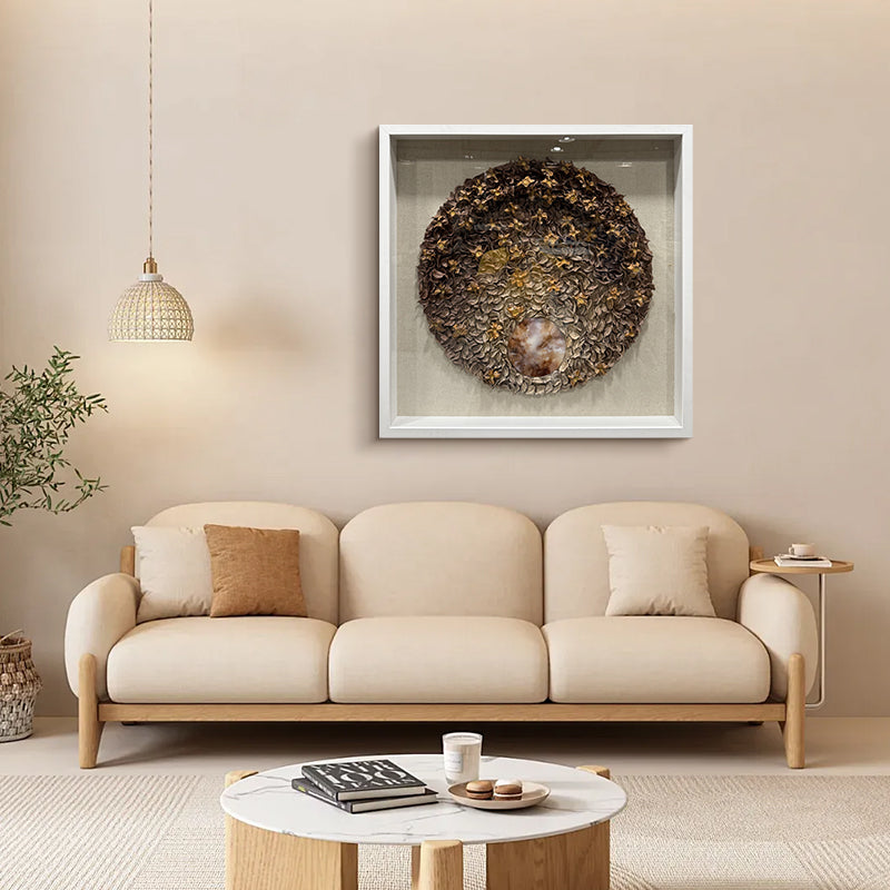 Dried Floral Wall Art Preserved Botanical Round Medallion