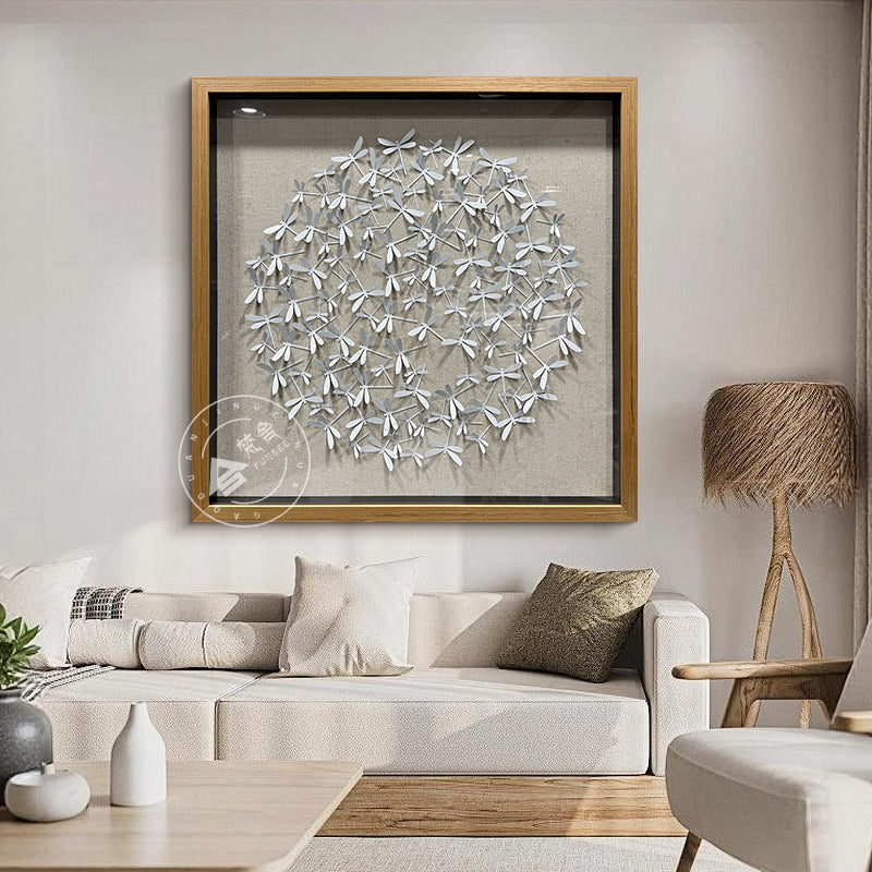 Matte White Dragonfly Aluminum Matrix Wall Statement Piece