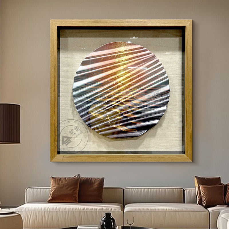 3D Carved Wood Sunset Wave Art Shadow Box