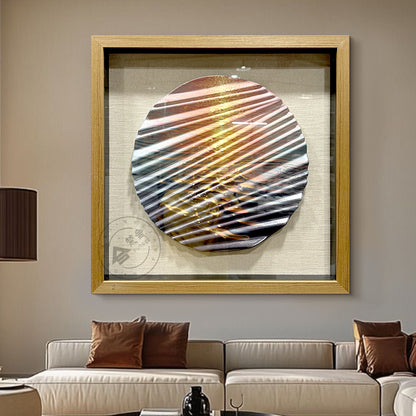 3D Carved Wood Sunset Wave Art Shadow Box