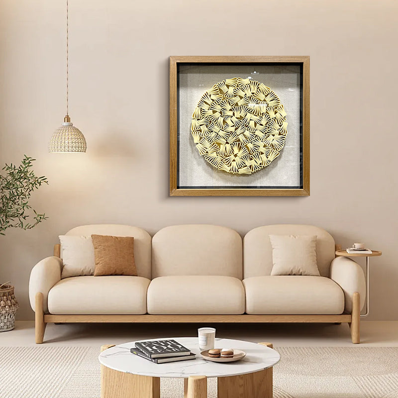 Minimalist Folded Paper Sculpture Textured Round Decor