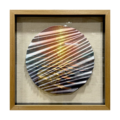 3D Carved Wood Sunset Wave Art Shadow Box