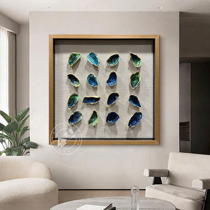 Hand-Painted Oyster Shell Gold Gilded Framed Wall Artwork