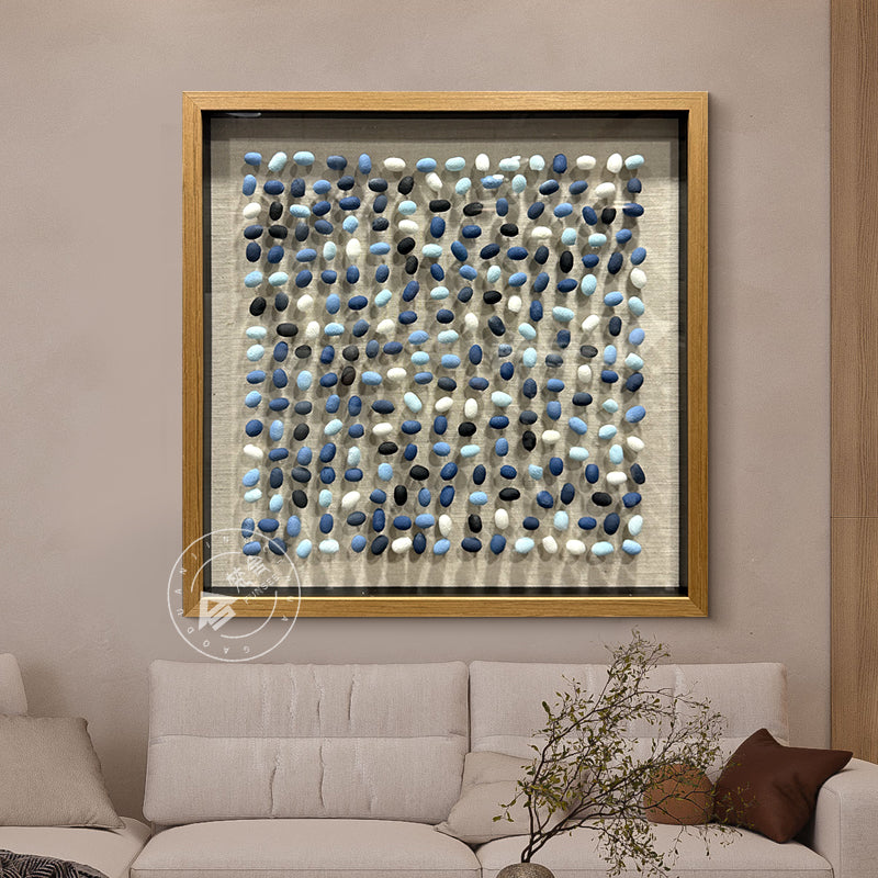Blue Gradient Hand-Painted Cocoon Matrix 3D Wall Relief