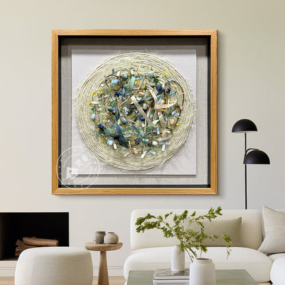 Round Mixed Media Textile Wall Art Canvas Decor