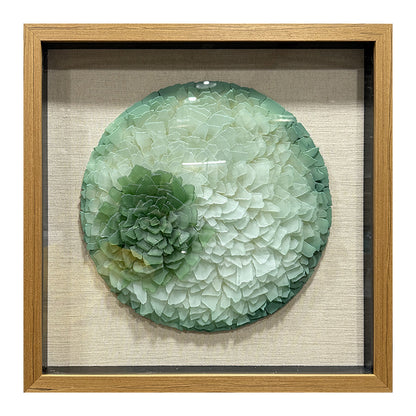 Round Frosted Sea Glass Mosaic Shadow Box Wall Art