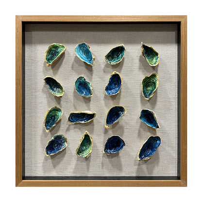 Hand-Painted Oyster Shell Gold Gilded Framed Wall Artwork
