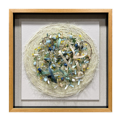 Round Mixed Media Textile Wall Art Canvas Decor