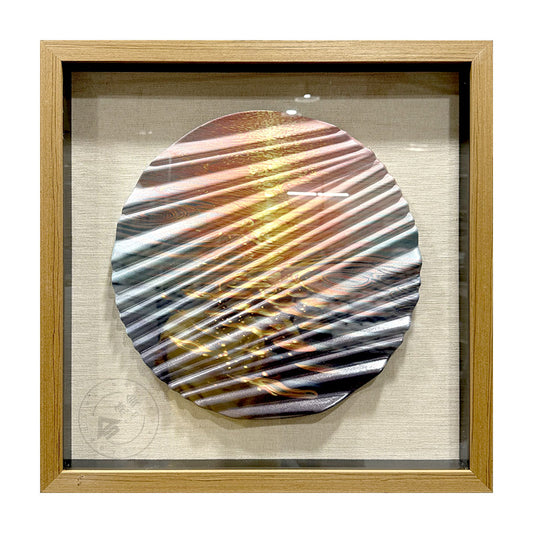 3D Carved Wood Sunset Wave Art Shadow Box