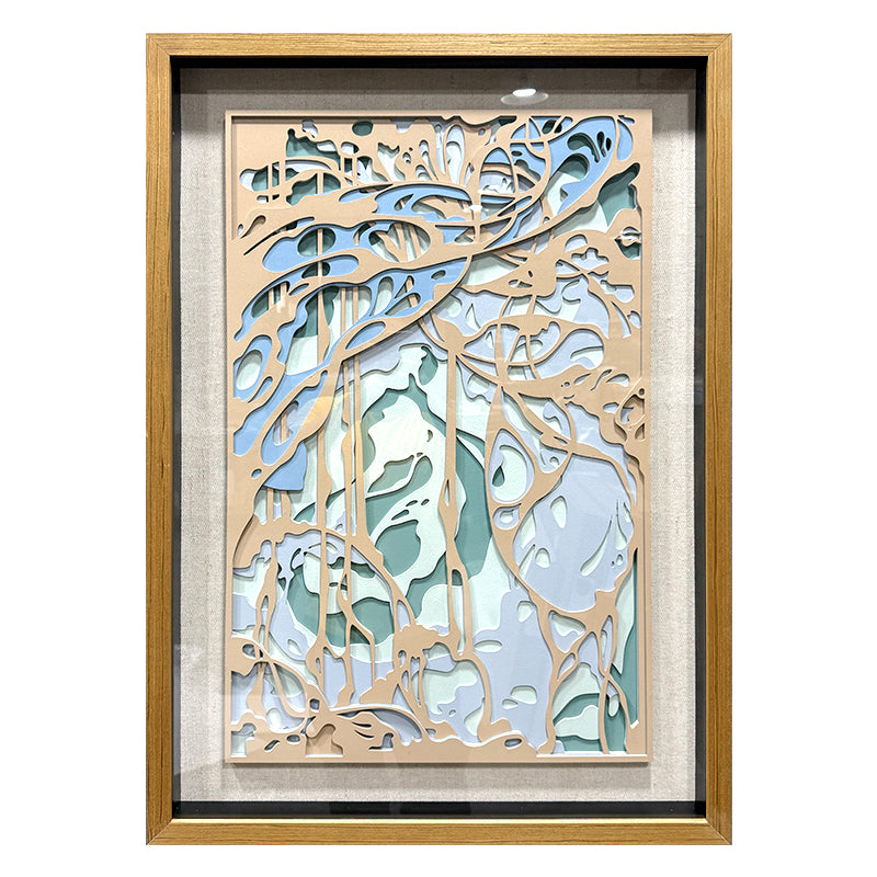 Abstract Layered Wood Relief Wall Sculpture