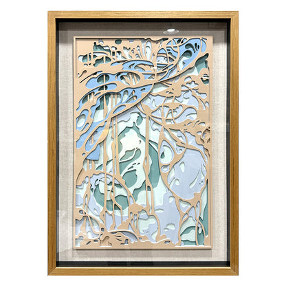 Abstract Layered Wood Relief Wall Sculpture
