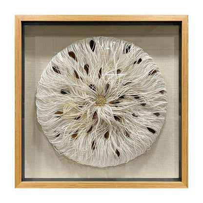 Mixed Media String Paper Wall Art Textured Round Sculpture