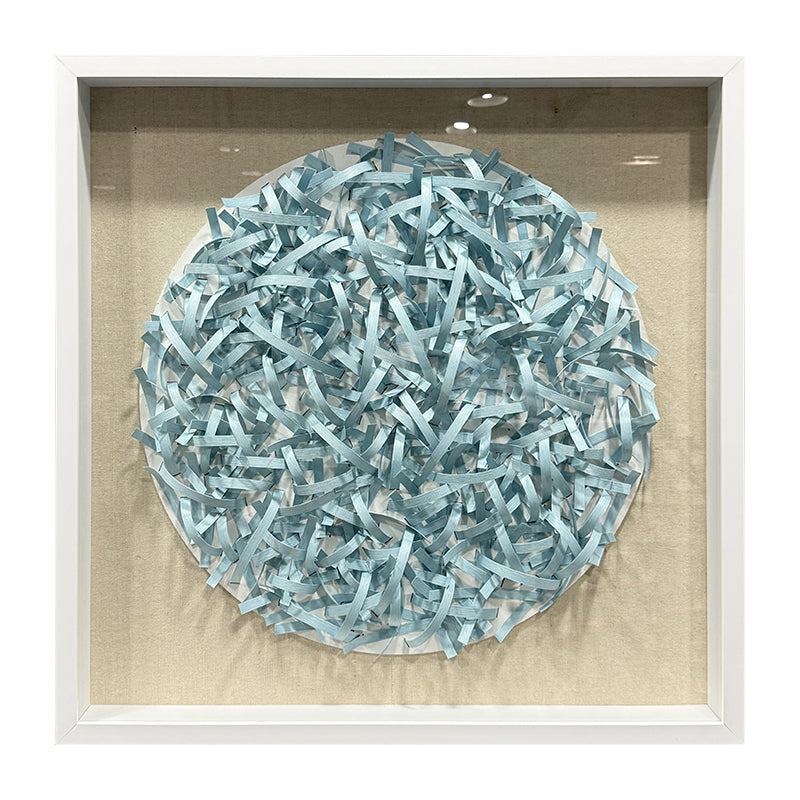 Circular Light Blue Woven Paper Rope Wall Sculpture