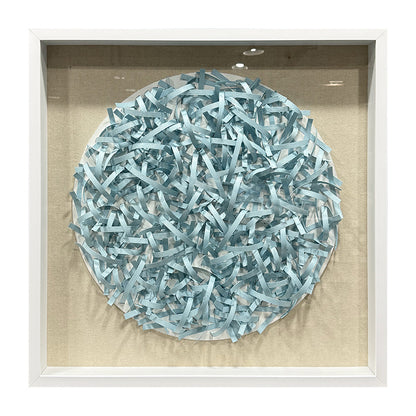 Circular Light Blue Woven Paper Rope Wall Sculpture