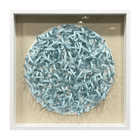 Circular Light Blue Woven Paper Rope Wall Sculpture