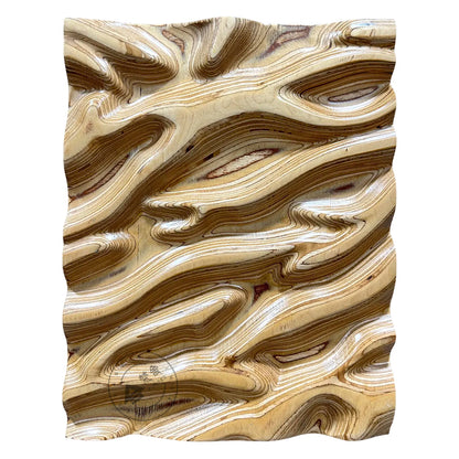 Carved Birch Wood Wall Panel Fluid Wave Plaque Artwork