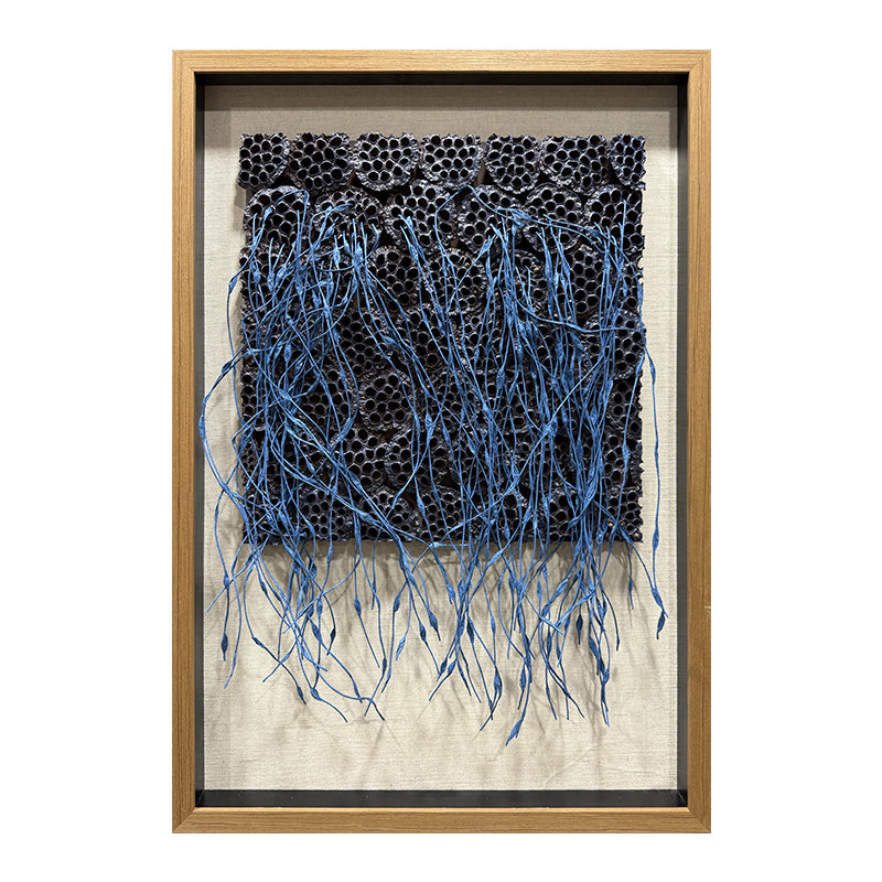 3D Blue Paper Rope Lotus Pod Wall Art Decor