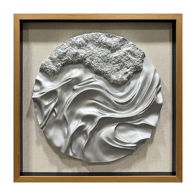 Abstract Liquid Silver Fluid Motion Wood 3D Wall Relief