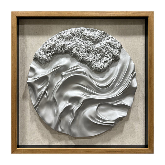 Abstract Liquid Silver Fluid Motion Wood 3D Wall Relief