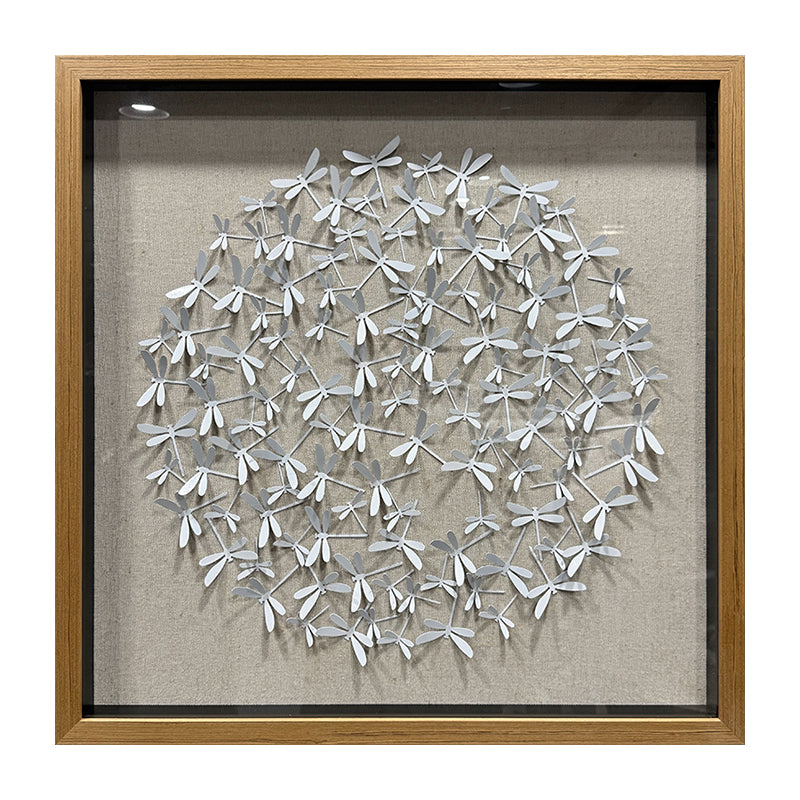 Matte White Dragonfly Aluminum Matrix Wall Statement Piece