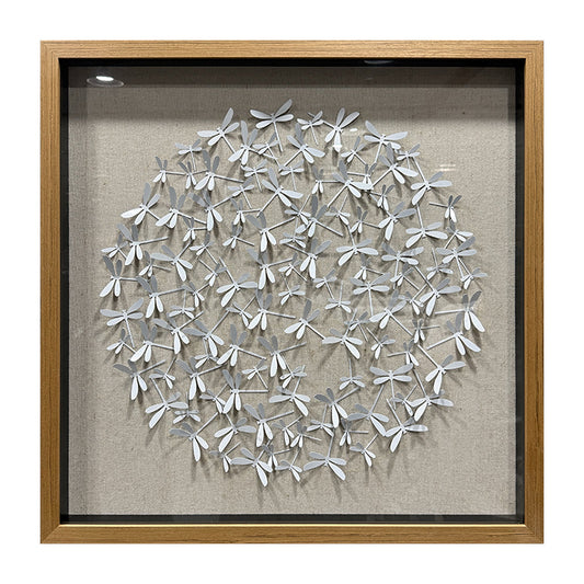 Matte White Dragonfly Aluminum Matrix Wall Statement Piece