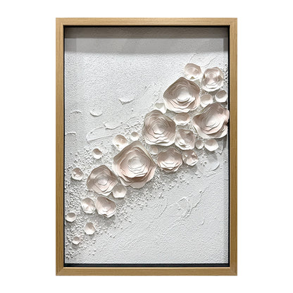 Abstract 3D Leather Floral Impasto Framed Wall Artwork