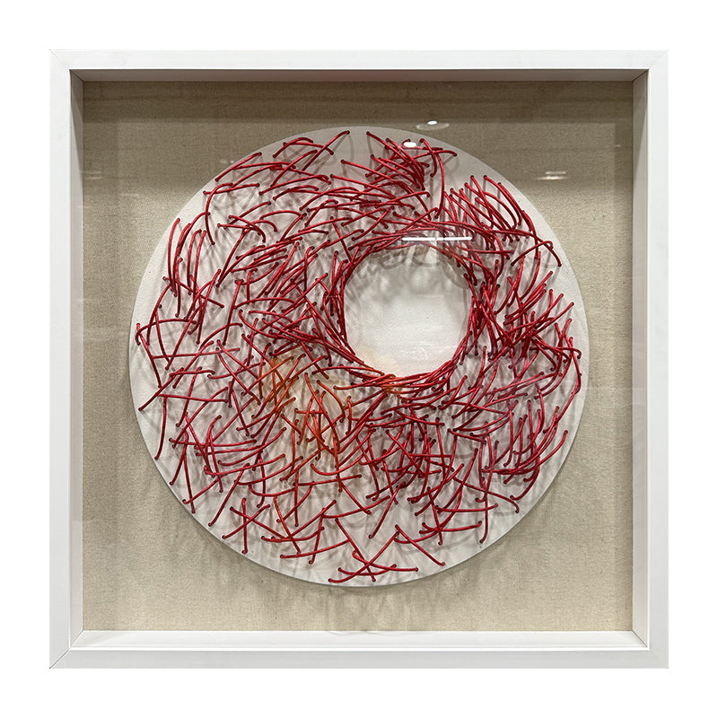 Luxury Crimson Paper Rope Wood Sculpture Wall Statement Piece
