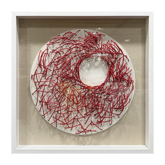 Luxury Crimson Paper Rope Wood Sculpture Wall Statement Piece