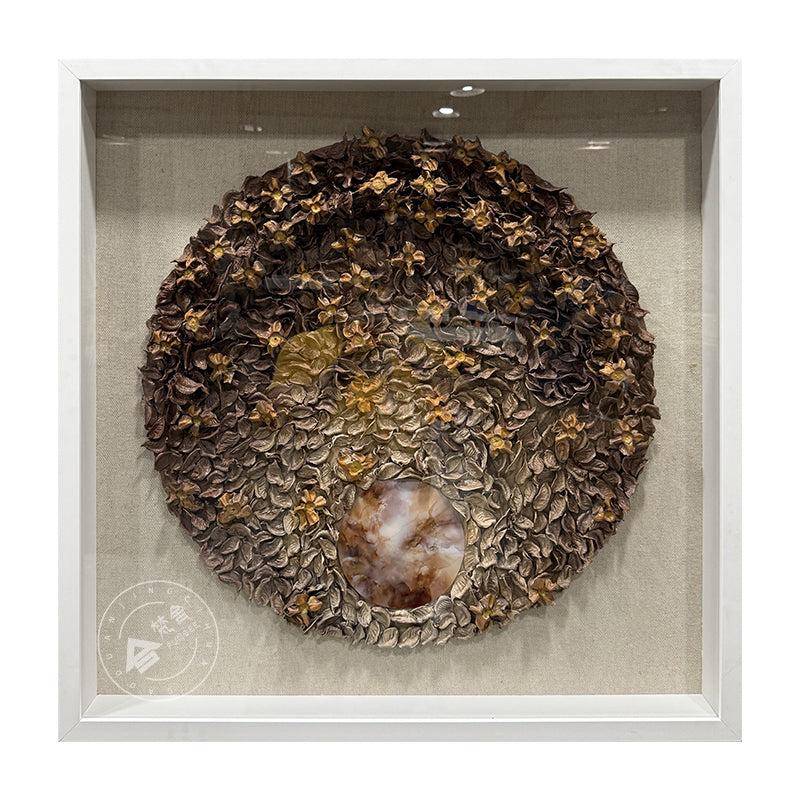 Dried Floral Wall Art Preserved Botanical Round Medallion