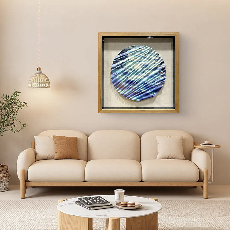 3D Carved Wood Sunset Wave Art Shadow Box