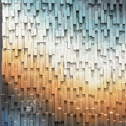 Abstract Gradient Wood Slat Sculpture Wall Decor