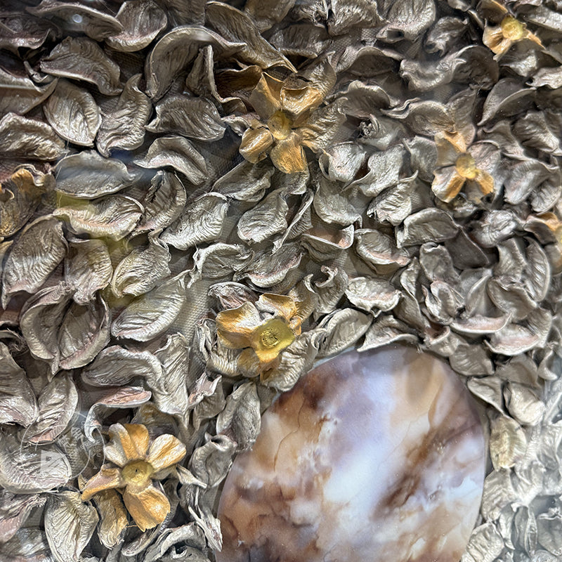 Dried Floral Wall Art Preserved Botanical Round Medallion