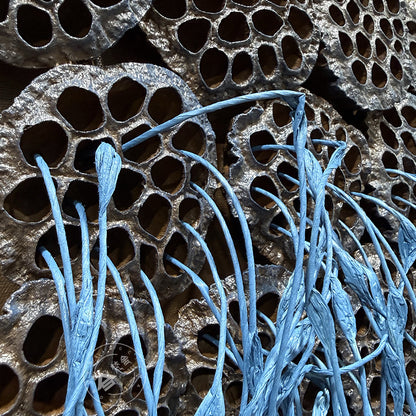 3D Blue Paper Rope Lotus Pod Wall Art Decor