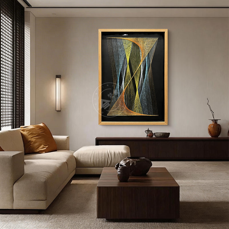 Modern Abstract Line Art Geometric Wall Decor Fiber Sculpture