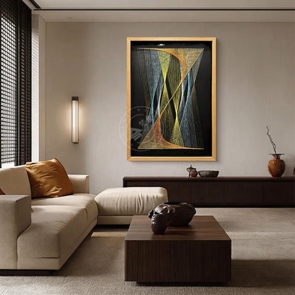 Modern Abstract Line Art Geometric Wall Decor Fiber Sculpture